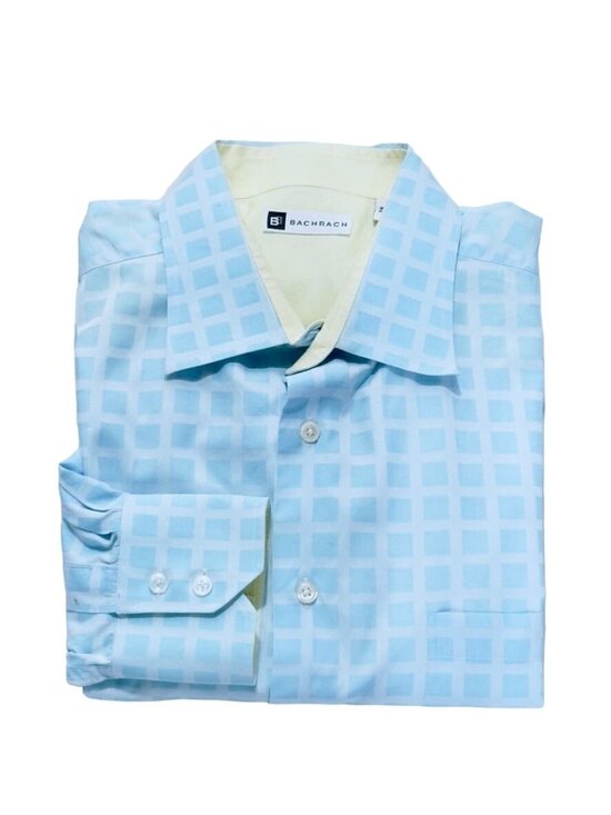 Bachrach Other - Bachrach Men's XL Light Blue Checkered Long Sleeve Button-Up Shirt